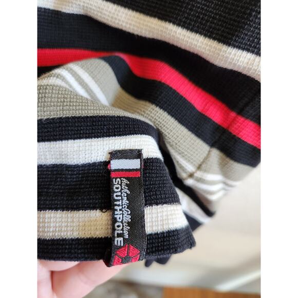 Y2k South Pole Men's Red & Black Striped Polo XL - Picture 6 of 11